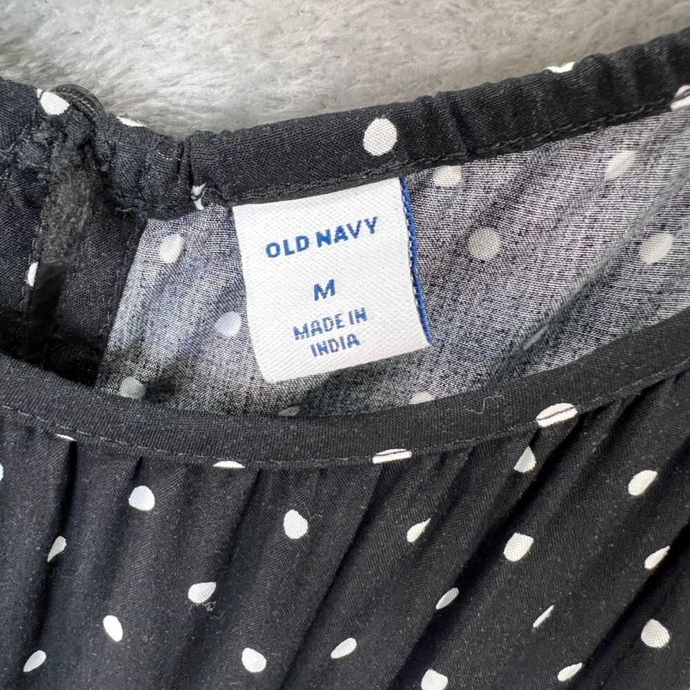 Old Navy Womens M Black Polka Dot Romper Pockets Retro Rockabilly Beach Pinup - Picture 4 of 11